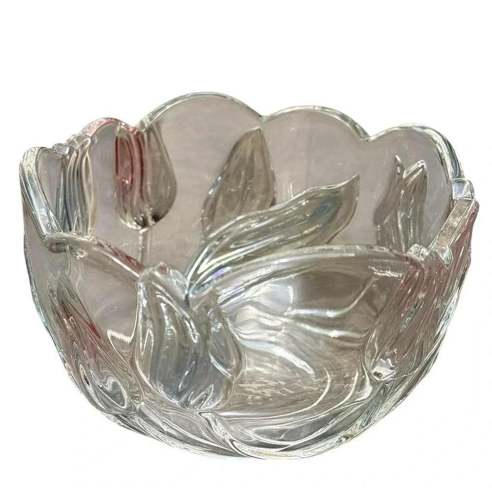 Mikasa Crystal Tivoli Tulips Frosted Crystal Glass Candy Side Bowl